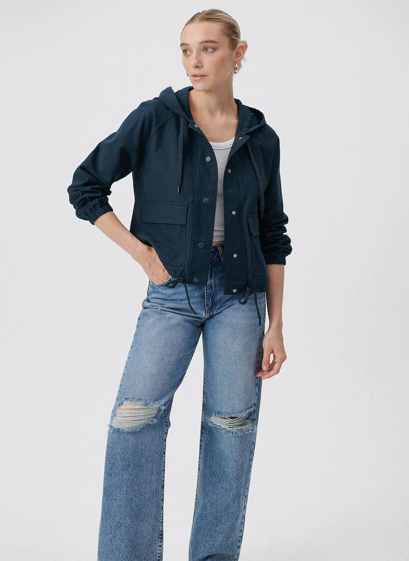 مافي Hooded Navy Jacket